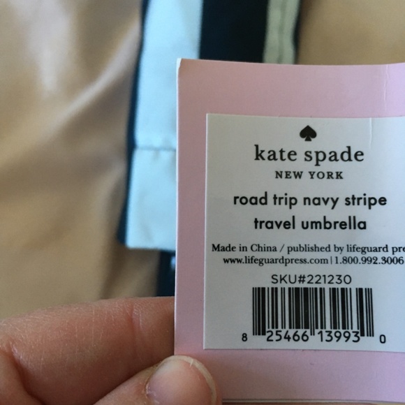 Kate spade road trip navy stripe travel umbrella nwt - Picture 3 of 5